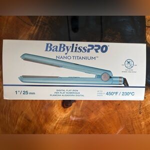 NIB BaBylissPRO Nano Titanium Flat Iron - Light Blue